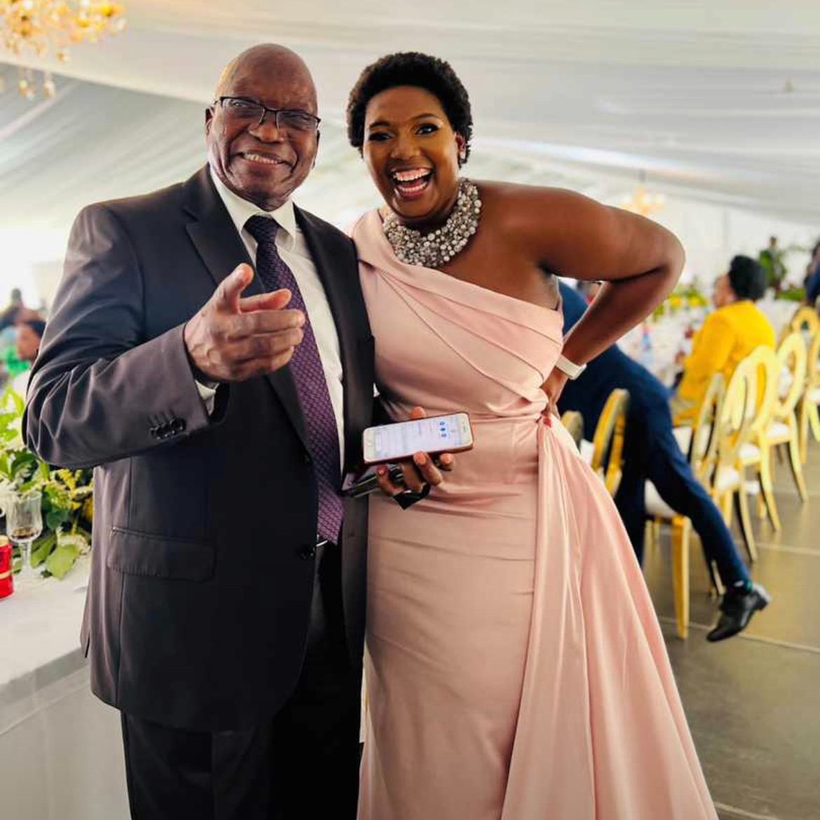 24Weekly's tweet image. 📸PICS: Former president Jacob Zuma and LaConco surprised us when they were spotted at the Sopa together. Could they be rekindling their spark?