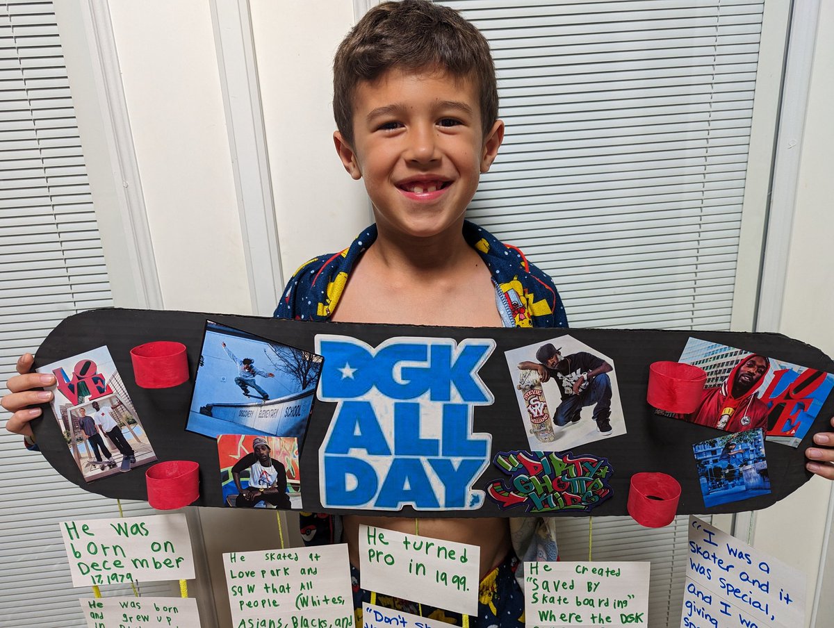 mrsbairdScience's tweet photo. Our 7 yo son loves skateboarding and had to pick an Influential African American for a project... Perfect to learn about @steviewilliams_ and #DGK !  He can't wait to present to his class this week! 😎 https://t.co/3c4xx34LeY