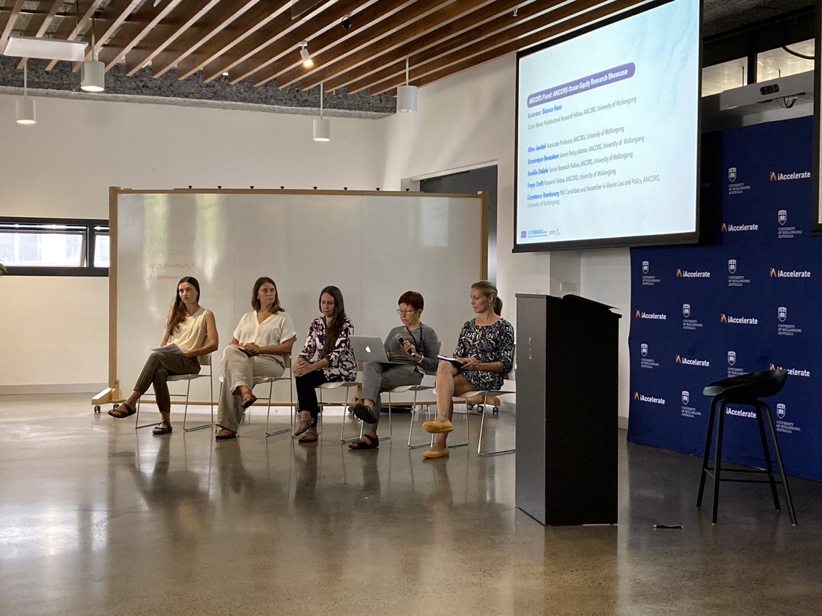 Our intelligent, awesome colleagues showcasing their research ⁦<a href="/UOW/">UOW</a>⁩ International Conference on Achieving Ocean Equity #ANCORS #oceanequity #uowresearch ⁦@AlineJaeckel⁩   ⁦<a href="/dobenzaken/">dominique benzaken</a>⁩ #AurelieDelisle ⁦<a href="/freyacroft/">Freya Croft</a>⁩ ⁦<a href="/Constance_ellie/">Constance Rambourg</a>⁩