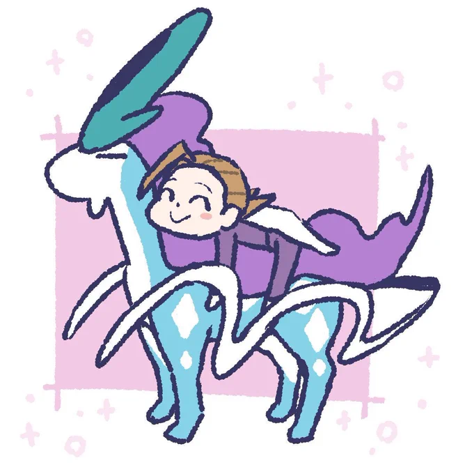 そういやポケモンの日の前日にヒスイゾロアークだけやなくてスイクンも描いてた──運命に導かれたな、知らんけど── 