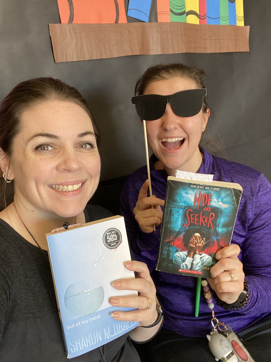 NavillusTonja's tweet photo. It was “Take a Shelfie” day at @TheFortFalcons for Read Across America week. @MsFischer2 and I grabbed our class read alouds for this one. @BellevueSchools https://t.co/5K7cI0yjUd