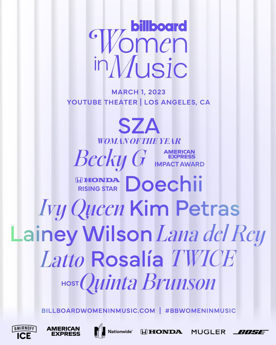 TWICExONCES's tweet photo. Este 1ro de Marzo será el Women in Music de Billboard que celebrará aún más los éxitos de algunas de las mujeres más influyentes de la industria. TWICE recibirá el premio Breakthrough. 

Pueden ver los horarios del inicio del pre-show y el show 👇

#TWICE #트와이스 @JYPETWICE https://t.co/PxVup9DV66
