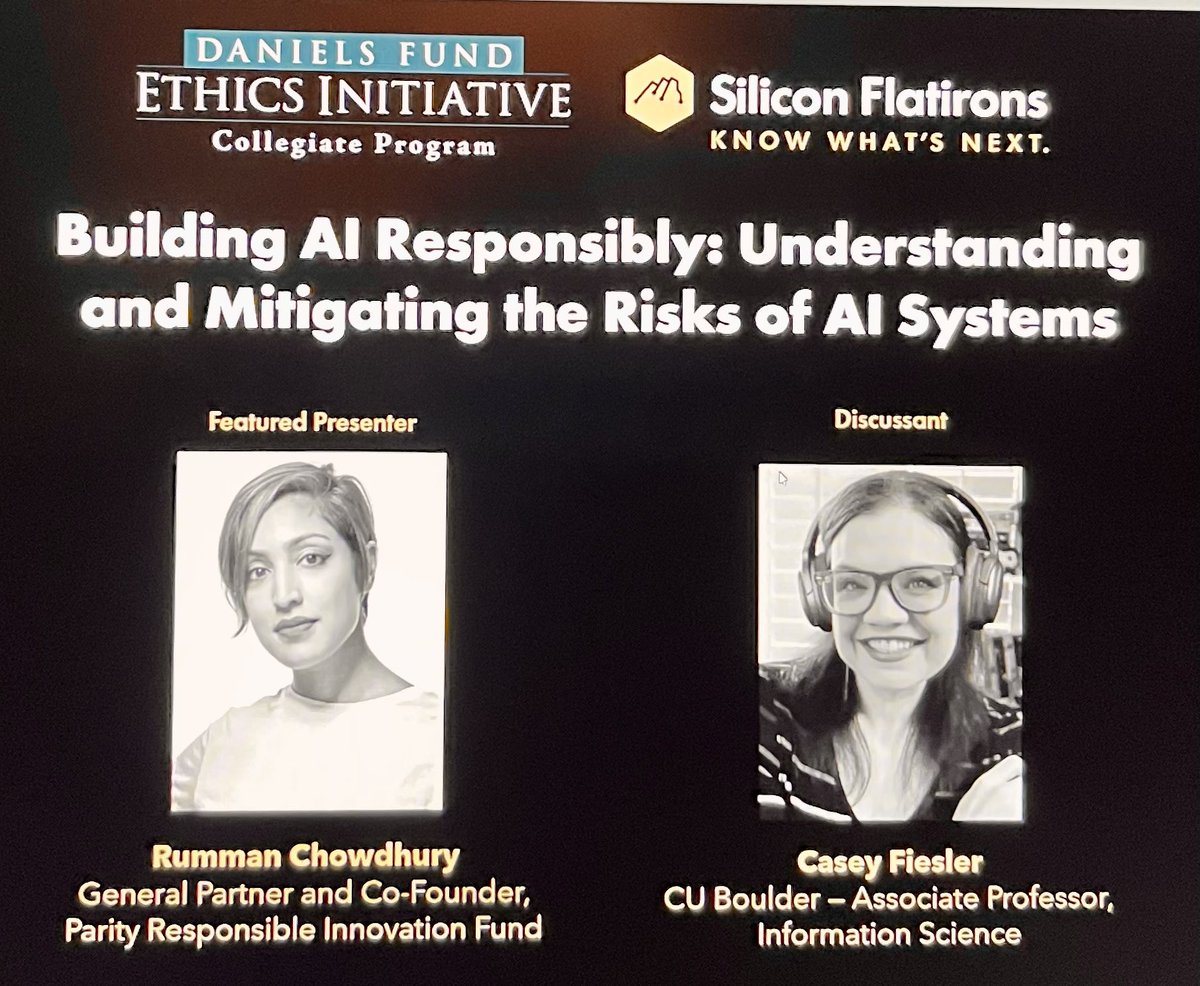 christinayiotis's tweet image. Building #AI Responsibly: Understanding &amp;amp; Mitigating Risks of AI Systems Lecture Series: “Paradox of Transparency” by @ruchowdh General Partner/Co-Founder, Parity Responsible Innovation Fund @cuboulder Associate Professor @cfiesler #AlgorithmicAudit #Transparency #Accountability