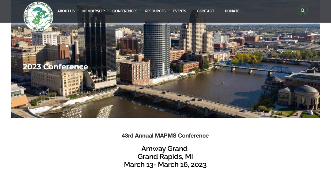 The Midwest APMS Chapter is holding its 43rd Annual Meeting March 13-16 in Grand Rapids, MI at the Amway Grand.  

Conference details can be found at mapms.org/conferences/20…

#MAPMS #MAPMS2023 #aquaticIPM #invasiveplants #HABs #botany #aquaticweeds