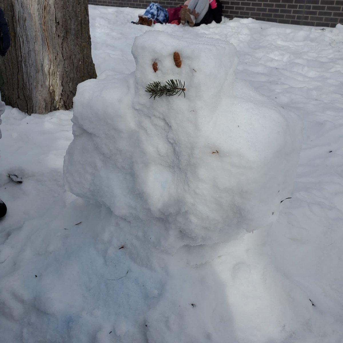 ⛄️#lastsnowmanwinnipeg 
This is Minecraft Snowman! 
Students used collaboration, creativity, communication, critical thinking and enjoyed our winter climate!
For every posting, money is donated to climate change initiatives!🌍
