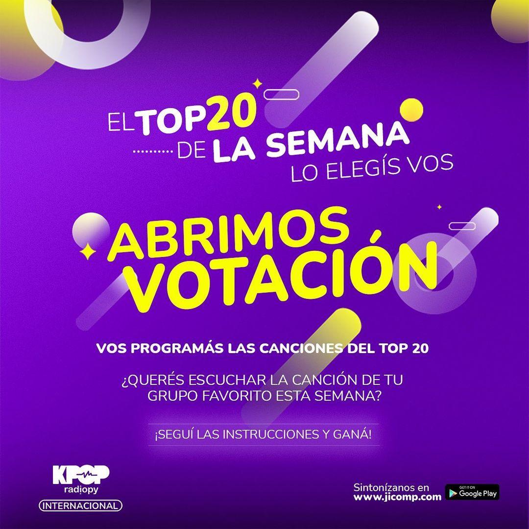 kpopradiopy's tweet photo. Solo serán válidos los votos que sigan la consigna ☺️

📡 Votación Top 20 📲
*KPOP RADIO INTERNACIONAL*

🎧 Aquí escucharás a los artistas del momento 🤩
👉🏻 Vos programás las canciones de este fin de semana 🥳

¿Querés escuchar las canciones de tu Grupo/Artista favorito? 🎙️ https://t.co/QHOf6ioO8d