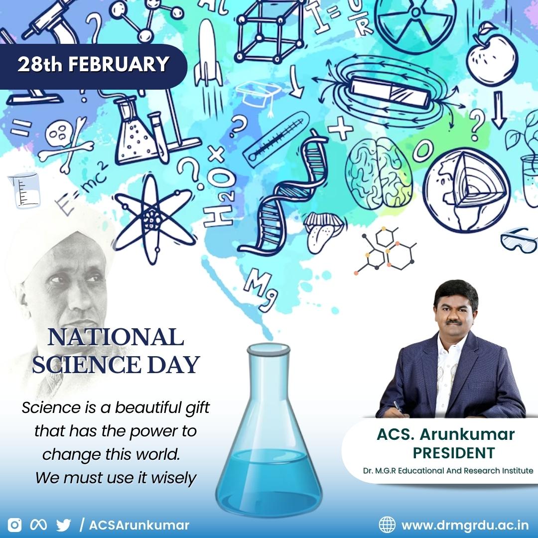 AcsArunkumar's tweet photo. National Science Day is marked to raise awareness about the importance of science in people’s daily lives. Let's keep exploring the world of science to enlighten ourselves with new knowledge.
#nationalscienceday #knowledge #cvraman #worldofscience https://t.co/M54agluiuh