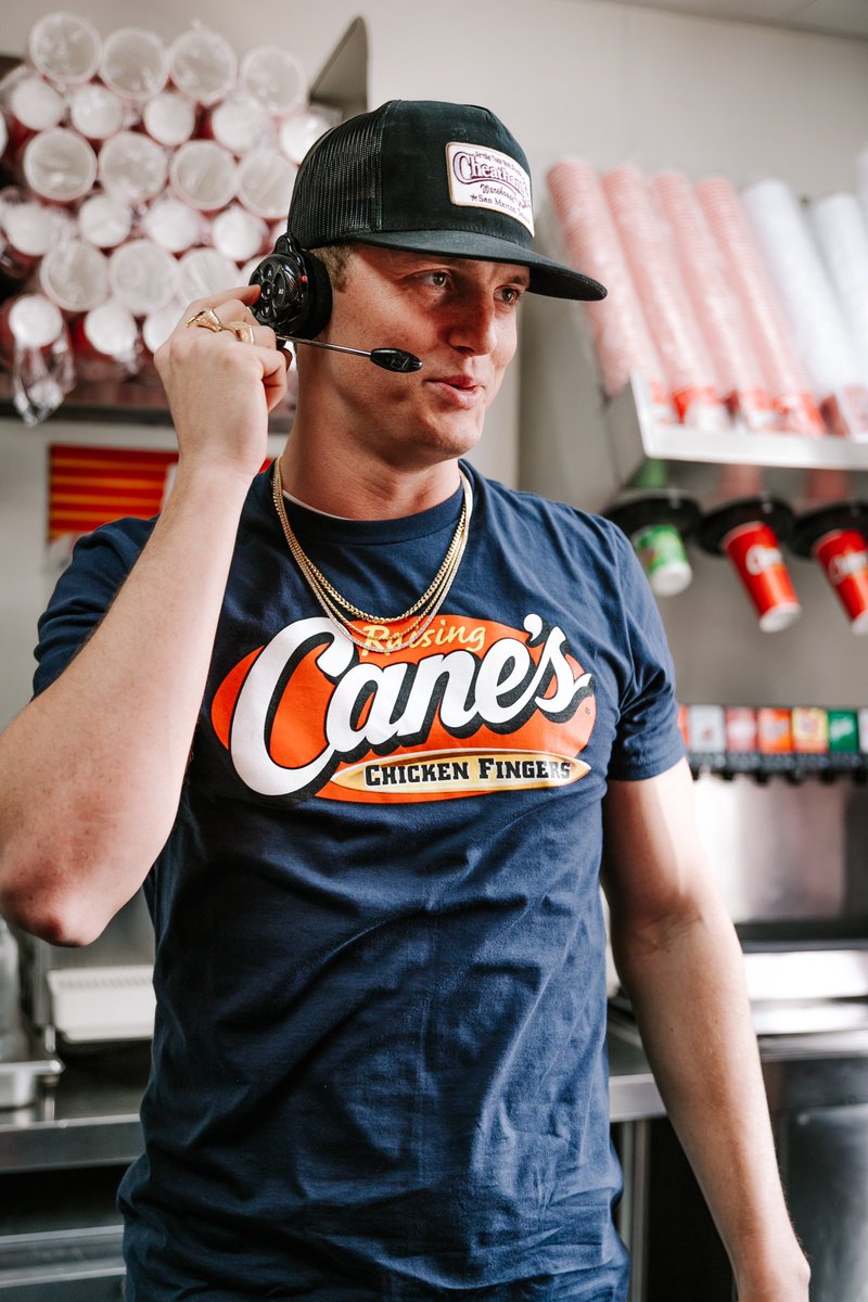 raisingcanes's tweet photo. Singer. Songwriter. Performer. Crewmember! @ParkerMcCollum showed his ONE LOVE for our Houston Caniacs! Country music pairs perfectly with Box Combos.😎🎶 Caniacs, if you want to win some signed merch from Parker, comment your favorite song of his for the chance to win! https://t.co/gD4TN0gr0u