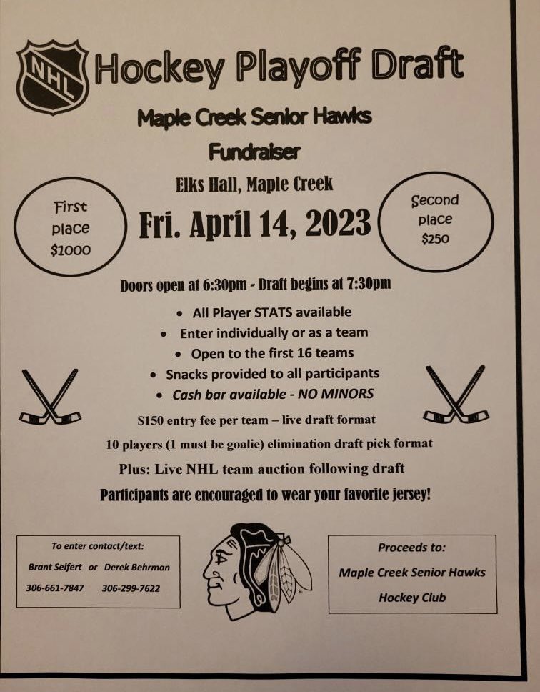 MCSeniorHawks's tweet photo. For all you degenerate gamblers. The catch is you have to be here in person. We need to pad the #sticksandgas account #DivIII fundraiser #TheMud @SaskForum @MondayNooner https://t.co/54ZnVJ55fp