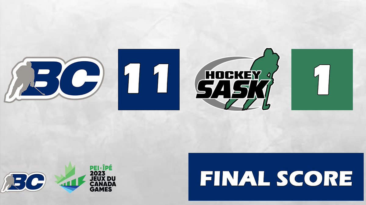 Final score! #TeamBC opens up their tournament with an 11-1 victory over <a href="/hockeysask/">Hockey Saskatchewan</a>! They will be back in action tomorrow afternoon against <a href="/HockeyNB/">Monad ⨀</a> at 3:30 p.m. PST.