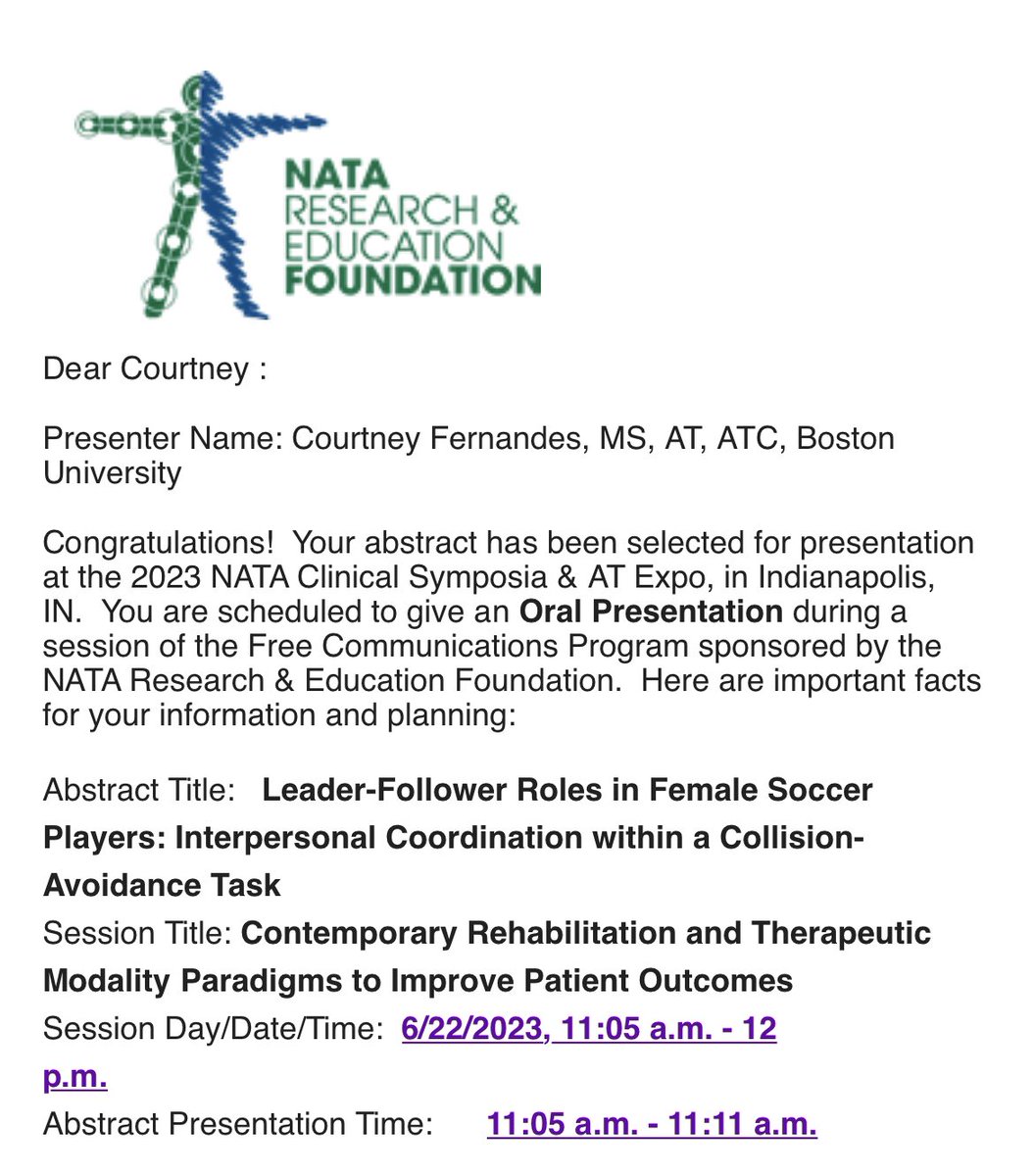 Courtney Fernandes, MS, AT, ATC (@atc_courtfern) on Twitter photo Excited to have the chance to share ‘Project Chaos’ at NATA 2023!! 💥⚽️Thank you <a href="/Grant_Norte/">Grant Norte</a> & <a href="/DaveShermanPT/">Dave Sherman, PhD, PT, ATC</a> for the encouragement to share our work! Excited to have the chance to share ‘Project Chaos’ at NATA 2023!! 💥⚽️Thank you <a href="/Grant_Norte/">Grant Norte</a> & <a href="/DaveShermanPT/">Dave Sherman, PhD, PT, ATC</a> for the encouragement to share our work!