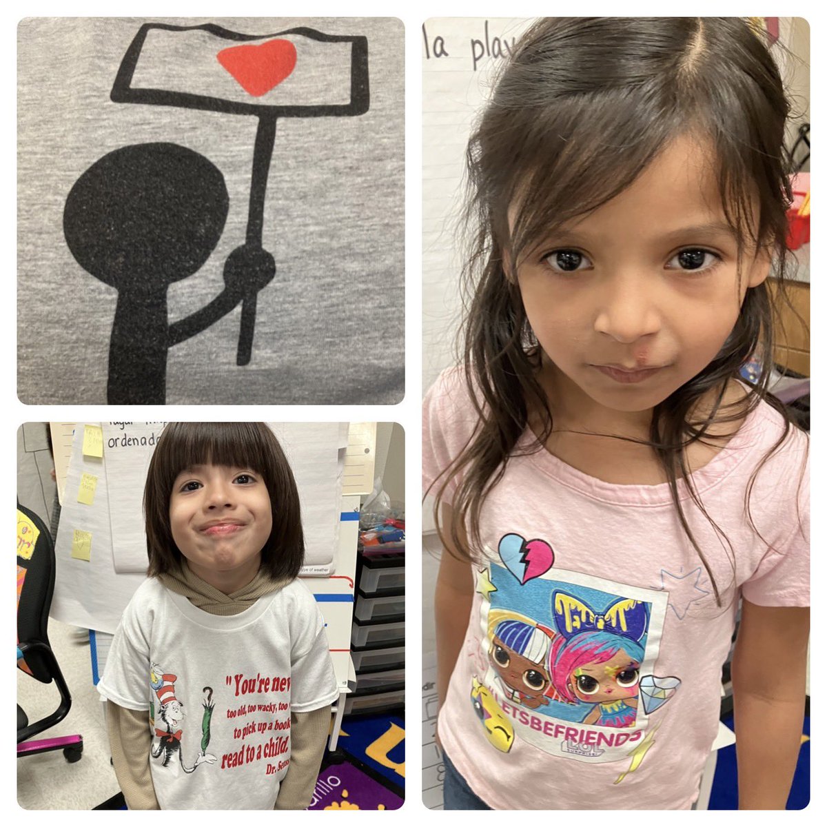 Read Across America- wearing t-shirts with inspirational messages! <a href="/TxSocialStudies/">TX Social Studies</a> <a href="/CapistranoES/">Capistrano Elementary School</a> <a href="/RebeccaFrias1/">Rebecca Frias</a> <a href="/LorenaA_Library/">Lorena Ayala</a>#instilltheloveofreading