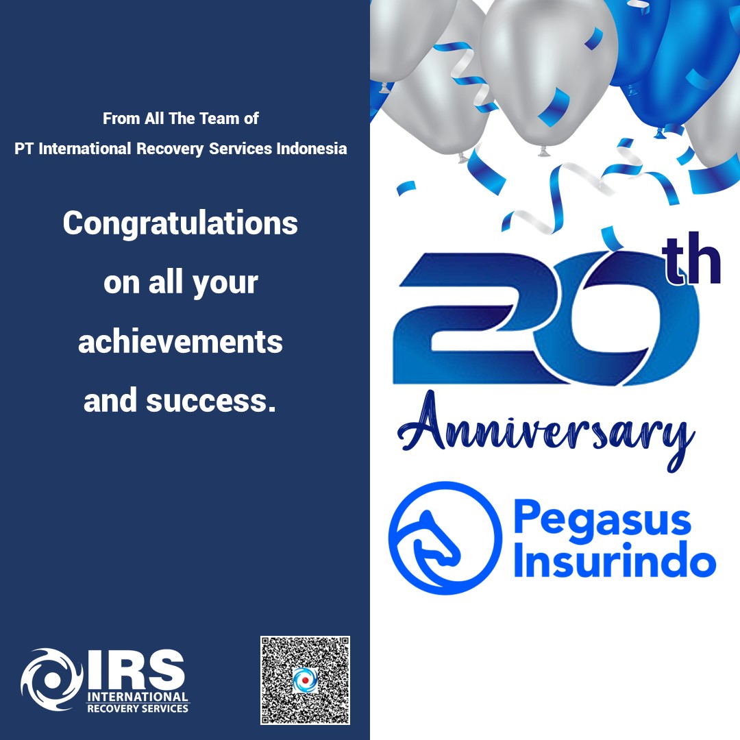 Congratulations from all the Team of PT International Recovery Services Indonesia to PT Pegasus Insurindo

#internationalrecoveryservices #PegasusInsurindo #mariberasuransi #20thpegasusinsurindo #InsuranceBroker #partner #generalinsurance #anniversary