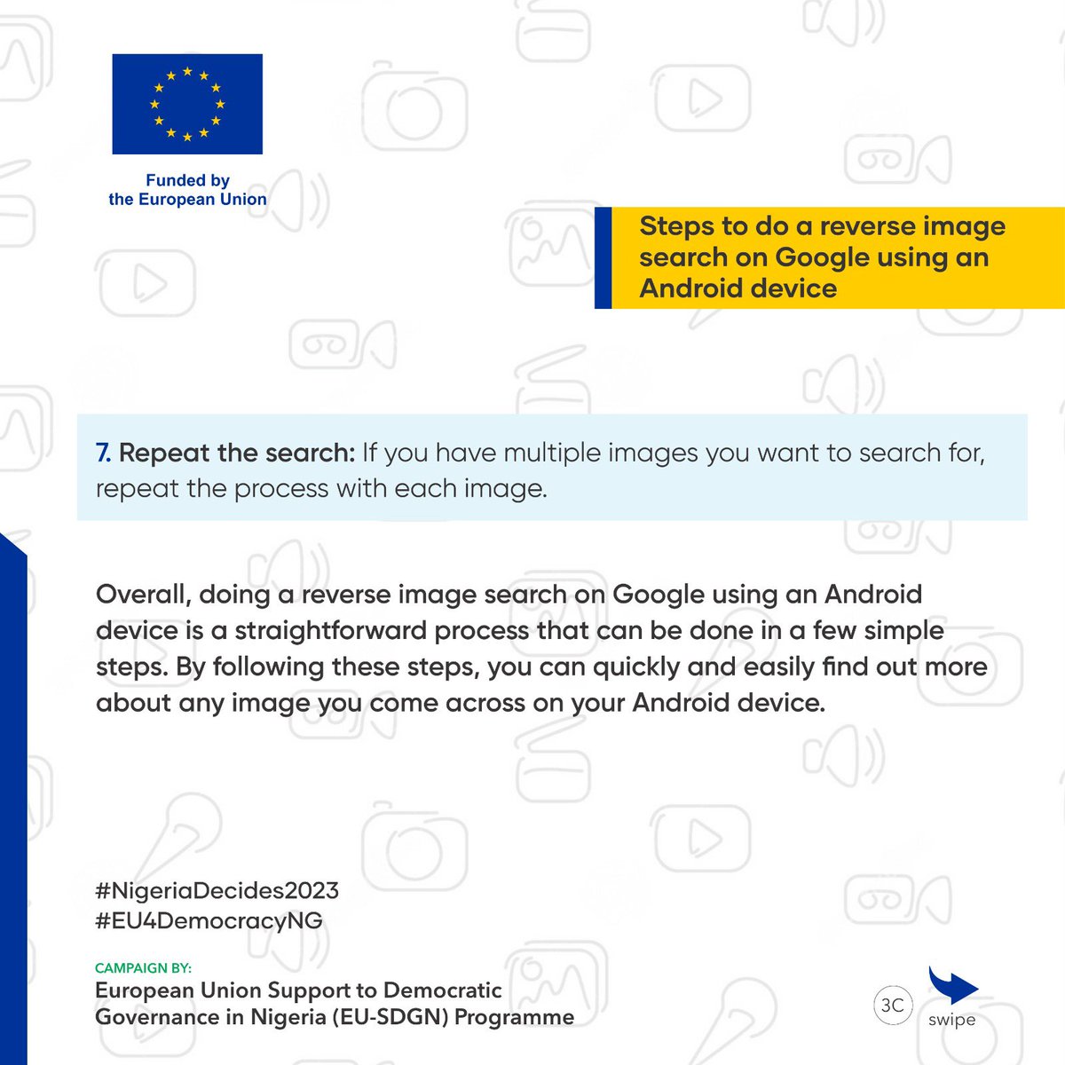 As #NigeriaDecide2023 continues, see tips on how you can use your android phone to fact-check information before sharing 👇👇👇

#EUinNigeria 
#2023Elections
#NigeriaDecides2023
#EU4Democracy
#EU4DemocracyNG
#NigeriaElections2023
#EUSDGN
#ElectionResults 
#2023GeneralElections