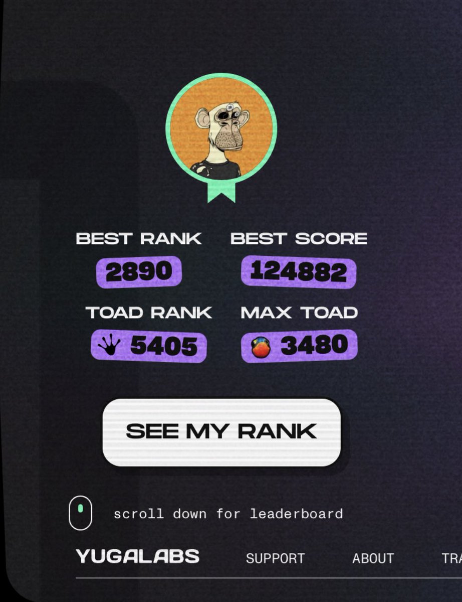 grayboysdao's tweet photo. We are giving out $APE to the top 3 scores and the best Max Toad score! Just need a #grayboy to play via #proxy 👽
Can you beat these numbers? I challenge you to give it a go…. Just maybe you will win some $ape.
Details in this 🧵👇 https://t.co/QfoCfD9ox0