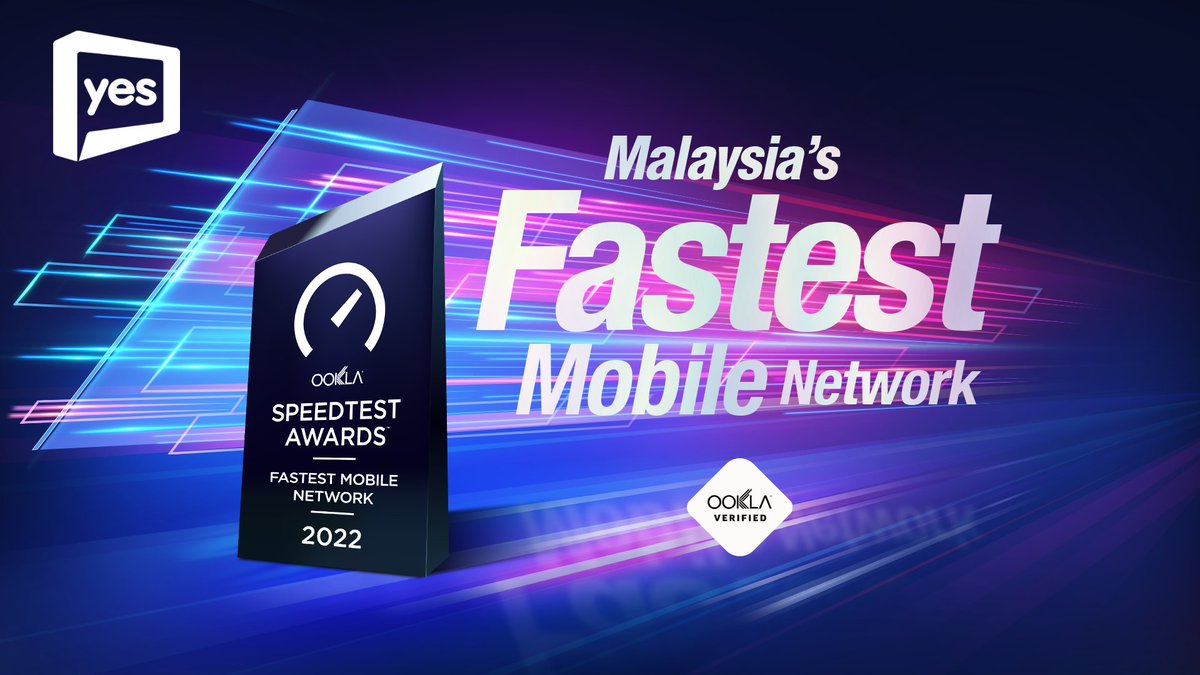 Yes_Telco's tweet photo. We are honoured to be the Ookla® Speedtest AwardsTM Winner for Malaysia's Fastest Mobile Network, Q3-Q4 2022!

We strive to stay ahead of the curve and uphold our promise to make Yes 5G accessible &amp; affordable to all Malaysians!
 
#Yes5G #Yes5GForAll #Yes5GAlready #YesInfinite https://t.co/tjXlHNHln5