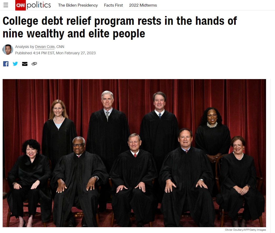 CGBS6183's tweet image. Wow what a @CNN headline. I am normally against just headline reading but in this instance I am good, I know what the article is about, class warfare. #CollegeDebt #studentloanforgiveness #SCOTUS