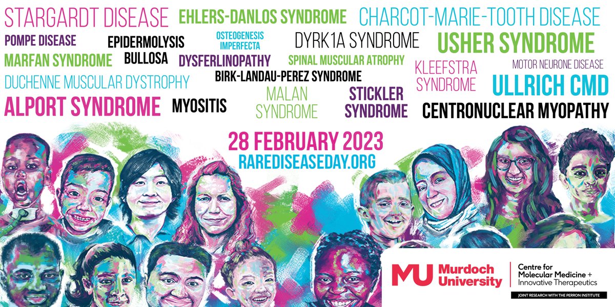 Just a few of the #RareDiseases we research into here at @cmmit_mu with the support of <a href="/MurdochUni/">Murdoch University</a> &amp; <a href="/PerronInstitute/">Perron Institute</a>. We believe no one should be left behind, everyone deserves the chance to receive a diagnosis &amp; access potential treatments #RareDiseaseDay #RareDiseaseDay2023