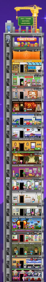JoeNinten's tweet image. My Tiny Tower is awesome! (100 Floors after so many years!) #NimbleBit #TinyTower