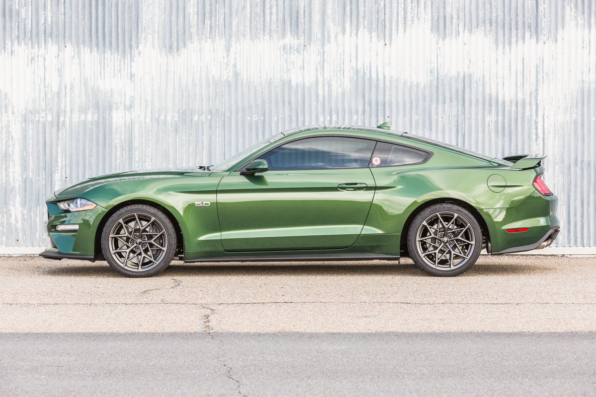 New wheels and tires 🛞 on my 2022 Eruption Green Metallic Mustang GT #ford #fordperformance #nittotires #mustang #s550 #corsaperformance