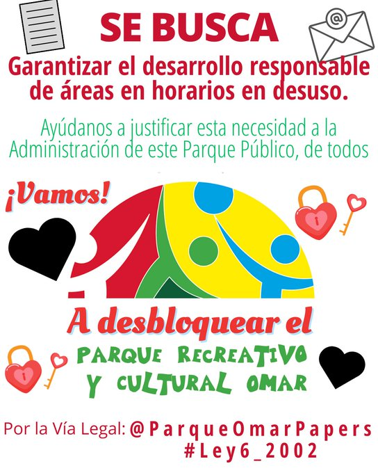 ParqueOmarPaper's tweet photo. Basta de #PermisosExcluyentes en el ParqueOmar, #NuestroParque. https://t.co/2InjJER0uH
