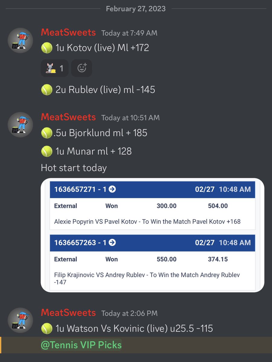 MeatSweatsCash's tweet image. It has been wayyy too long my friends. I know I have lost a lot of followers and credibility being out of the game for so long…

1st day back and we crush it… 

5-0 + 7.75 Units 

Not every day will be this great but hey.. come check it out. We’re FREE!
 
Link in Bio.