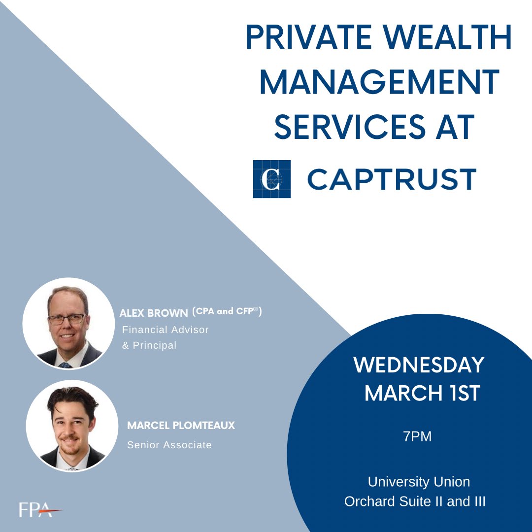 Join us this Wednesday and welcome our guest speakers, Alex Brown and Marcel Plomteaux. Alex is a Financial Advisor &amp; Principal. Marcel is a Senior Associate. They will be discussing Internship Opportunities 🤗

Wednesday March 1st 
7PM
Orchard Suite II and III
University Union