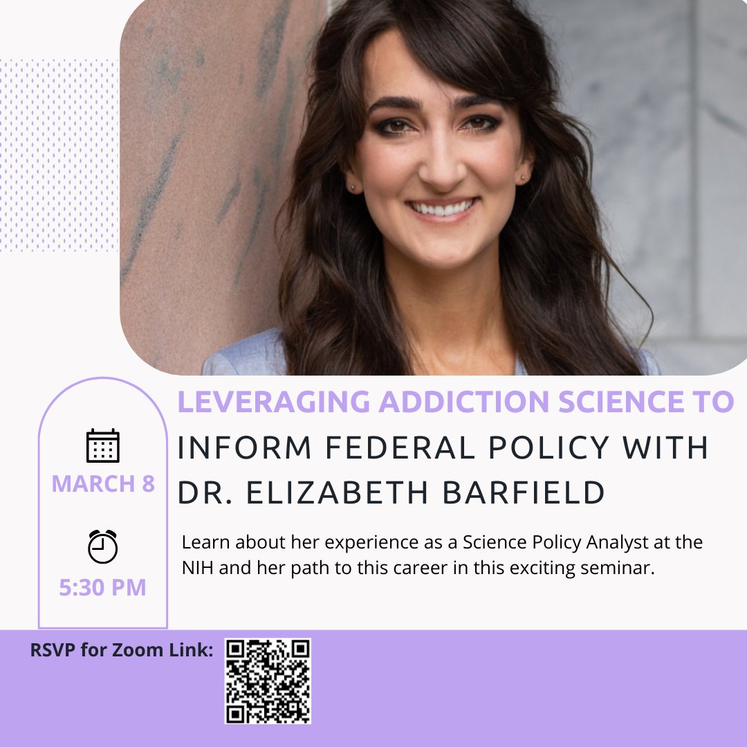 SEPA (@sepanyc) on Twitter photo Join SEPA and Dr. Elizabeth Barfield <a href="/lizbarfield/">Elizabeth Barfield, PhD</a> to learn about her experience as a Science Policy Analyst at the NIH and her path to this career on Wednesday March 8th
RSVP for zoom link: rocku.zoom.us/meeting/regist…
#scipol #stem Join SEPA and Dr. Elizabeth Barfield <a href="/lizbarfield/">Elizabeth Barfield, PhD</a> to learn about her experience as a Science Policy Analyst at the NIH and her path to this career on Wednesday March 8th
RSVP for zoom link: rocku.zoom.us/meeting/regist…
#scipol #stem