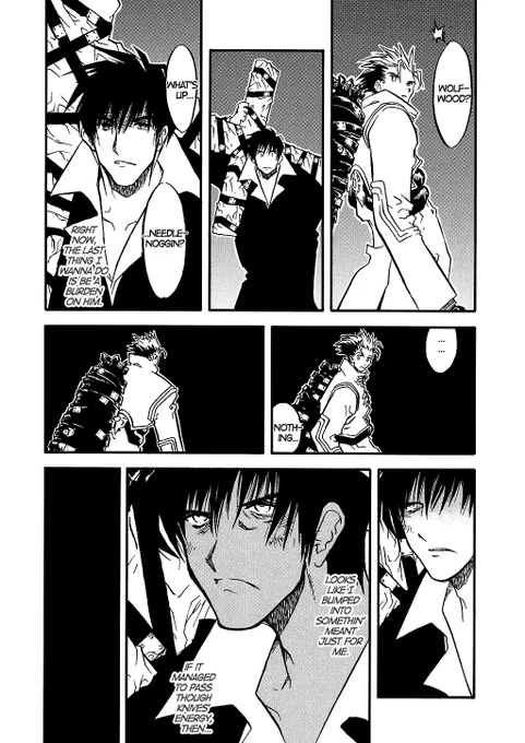 TRIMAX SPOILERS ////

anyone else think about ww completely shouldering his own burdens to the fullest and never sharing an inkling of it to vash because he'd never want to be another burden or someone for vash to worry about. to the point where when he passes out, he reassures 
