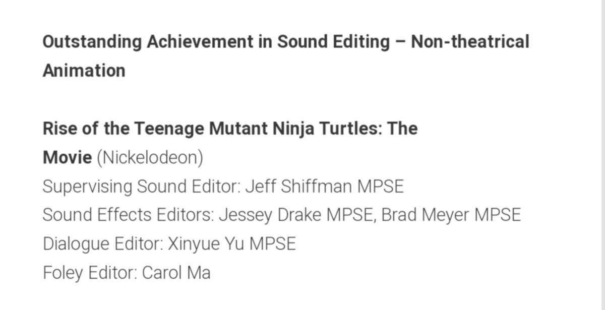 #RiseoftheTMNTmovie did take home an award! 
The MPSE Golden Reel Award 

file770.com/70th-annual-go…