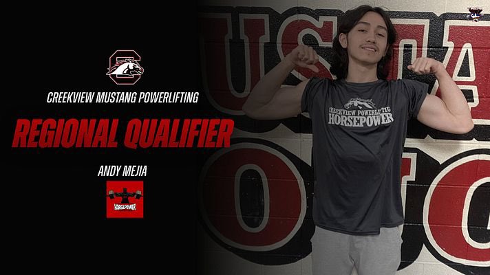 Creekview Mustang Horsepower (@creekviewmusta1) on Twitter photo Congratulations to Andy Mejia for Qualifying for regionals! He will be representing Creekview Boys Powerlifting in Tyler next Wednesday! 💪🏾💪🏾💪🏾
<a href="/castillo_ac/">Tonycastillo</a>
<a href="/CreekviewLeads/">Creekview High School</a>
@CreekviewPrinc
<a href="/CFBathletics/">CFB Athletics</a>
<a href="/PutterRenee/">Renee Putter</a>
<a href="/RamirezCoach/">Michael Ramirez</a>
#HORSEPOWER🐴
#SHUTUPANDLIFT💪🏾
#FAST🔴⚫️⚪️ Congratulations to Andy Mejia for Qualifying for regionals! He will be representing Creekview Boys Powerlifting in Tyler next Wednesday! 💪🏾💪🏾💪🏾
<a href="/castillo_ac/">Tonycastillo</a>
<a href="/CreekviewLeads/">Creekview High School</a>
@CreekviewPrinc
<a href="/CFBathletics/">CFB Athletics</a>
<a href="/PutterRenee/">Renee Putter</a>
<a href="/RamirezCoach/">Michael Ramirez</a>
#HORSEPOWER🐴
#SHUTUPANDLIFT💪🏾
#FAST🔴⚫️⚪️