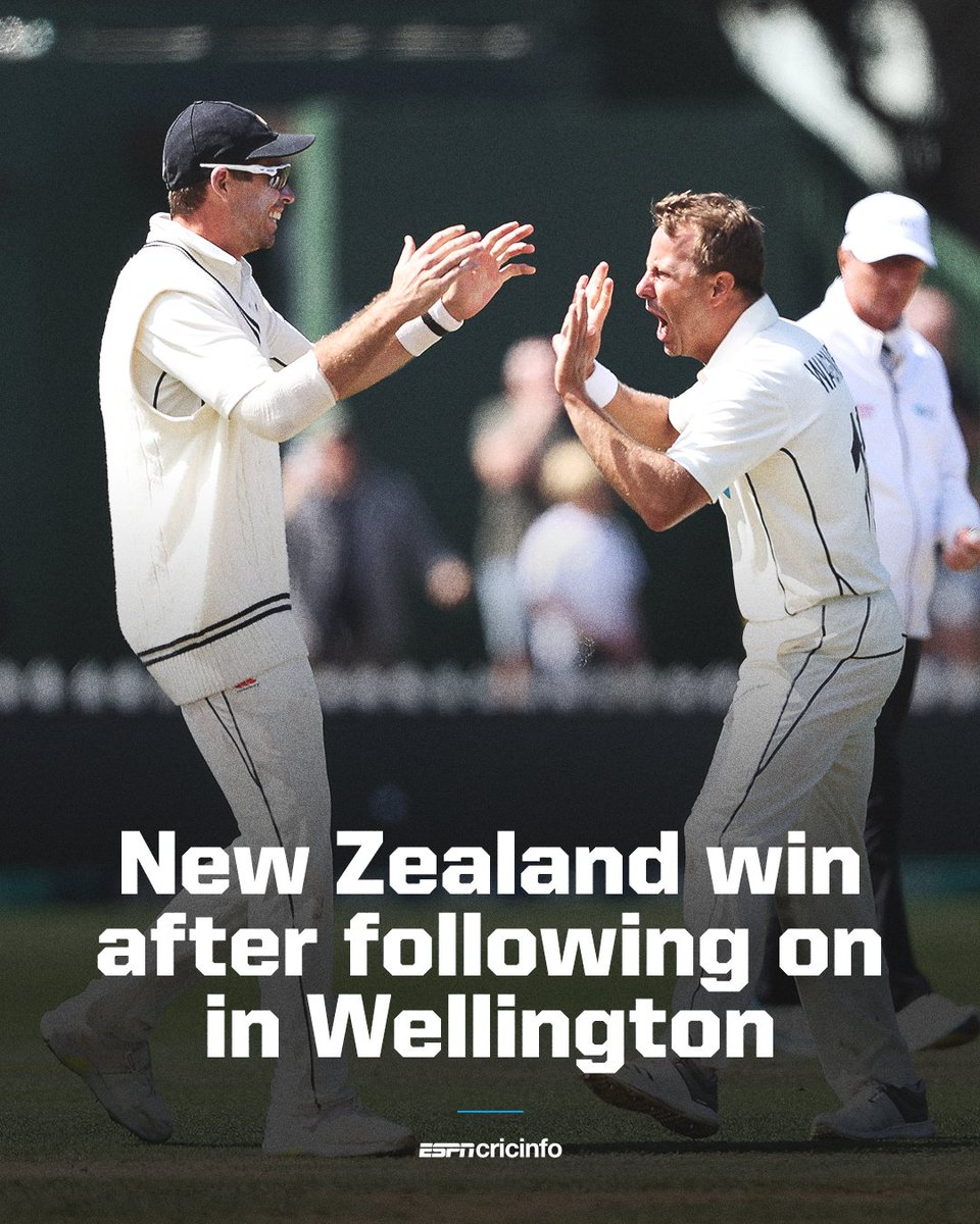 cricinfo's tweet photo. 𝗔 𝗛𝗜𝗦𝗧𝗢𝗥𝗜𝗖 𝗪𝗜𝗡 𝗙𝗢𝗥 𝗡𝗘𝗪 𝗭𝗘𝗔𝗟𝗔𝗡𝗗! 🇳🇿

𝗪𝗛𝗔𝗧 𝗔 𝗧𝗘𝗦𝗧 𝗠𝗔𝗧𝗖𝗛! #NZvENG https://t.co/vr30fidL1K