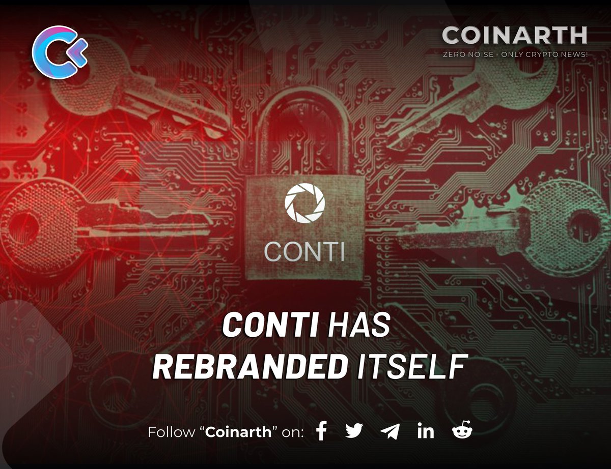 TheCoinArth's tweet photo. Sanctioned Ransomware Gang Conti has re-branded itself and is operating as 3 groups Black Basta, BlackByte and Karakurt reported TRM Labs, the #blockchain intel firm. The Cybercrime industry has seen major changes since the start of Russian War in Ukraine.
#Coinarth #Cryptonews https://t.co/2gZ4cADCNH