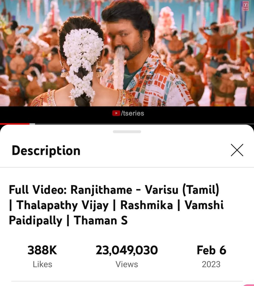 Rayyappan_Saran's tweet photo. Thalapathy's Songs Ruled On YouTube... 🔥🔥 New Milestone Views.. 💥

The Sensational Songs.. 💪
#ArabicKuthu  🈶 404M+Views..

#Ranjithame    🈶 23M+ Views.. 

#JimikkiPonnu  🈶 12M+ Views.. 

#Leo #BloodySweet @actorvijay #Varisu https://t.co/npKc6L64LY