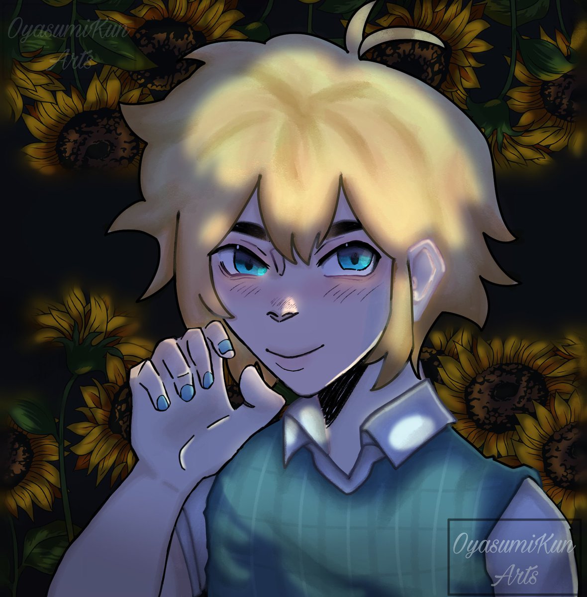 OyasumiiKun's tweet photo. A very late happy birthday to our favorite flower boy, Basil!
This was intended to be finished for his birthday but ahh!
#omori #SunflowerWeek2023 #basil https://t.co/T9gEEvvibQ