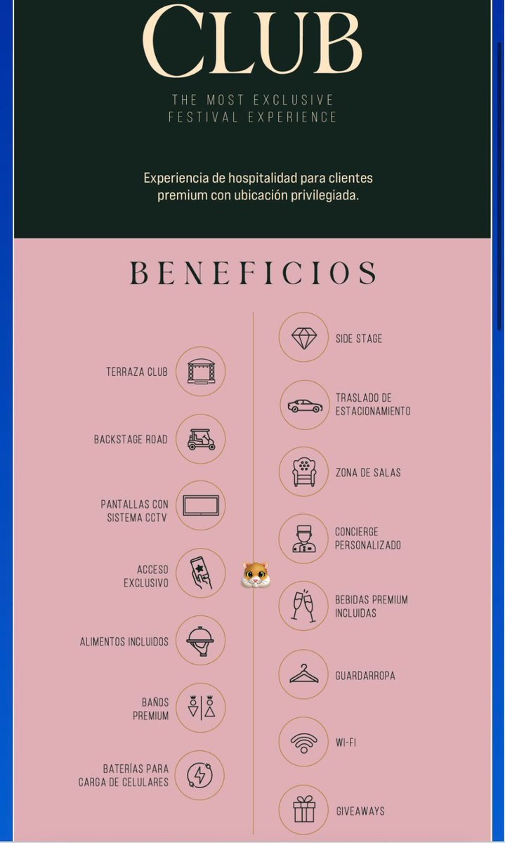 ticketelhamster's tweet photo. 🚨Me preguntan qué incluye el tipo de boletos “Área Club” del Emblema así que aquí les dejo lo que incluyó en el Corona Capital! 👇🏼

⚠️Los precios son altos, en el CC el día costaba aprox 18 mil y el abono 40 mil.

#areaclub #tickethamster #tecatemblema https://t.co/VWIxofJMpj