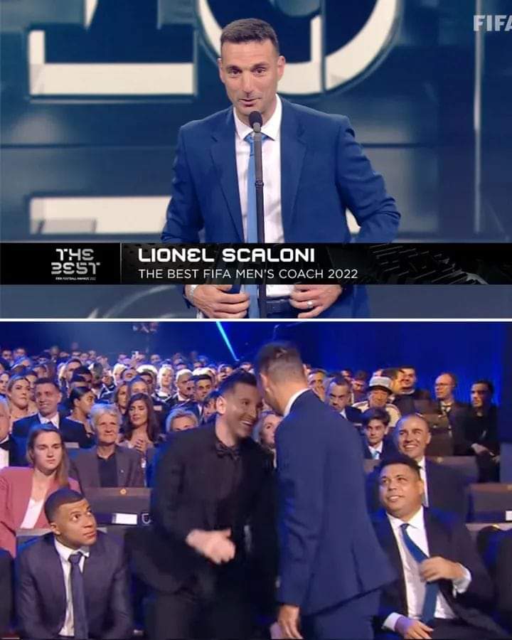 Congratulations King of Football LEO Messi for wining FIFA The BEST award and congratulations Best Goalkeeper Dibu Martinez &amp; Best Coach Lionel scaloni. Argentina 💙♥️