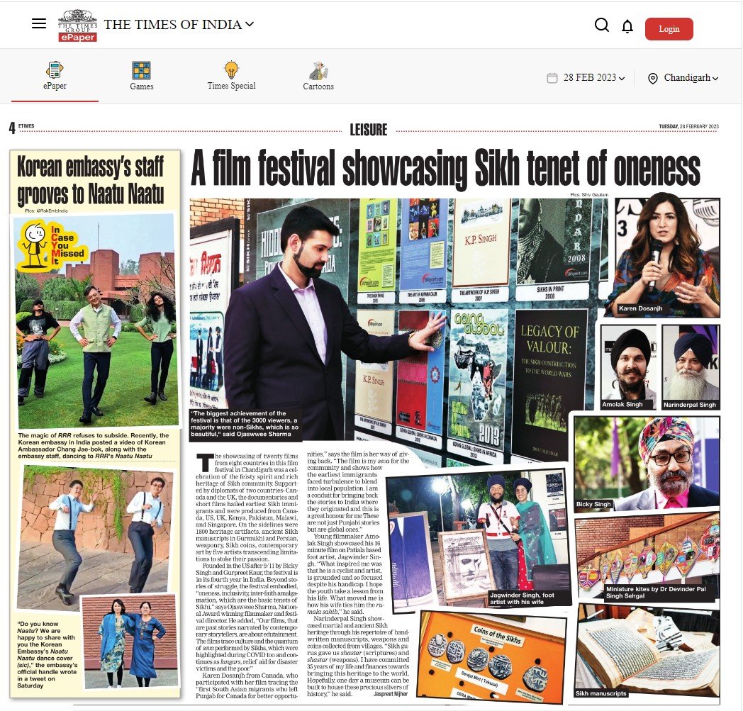 Official_RFE's tweet photo. #SikhlensINDIA2023 "A Film Festival showcasing Sikh Tenet of Oneness" @TOIChandigarh 

#February2023 #Chandigarh #Sikhlens
#PinakaMediaworks #RFETV #RollingFramesEntertainment #Films #Art #Culture #Symposium #Dialogue #BookLaunch #RedCarpet #Filmmaking #Filmscreening #Ojaswwee https://t.co/e45f9qH029