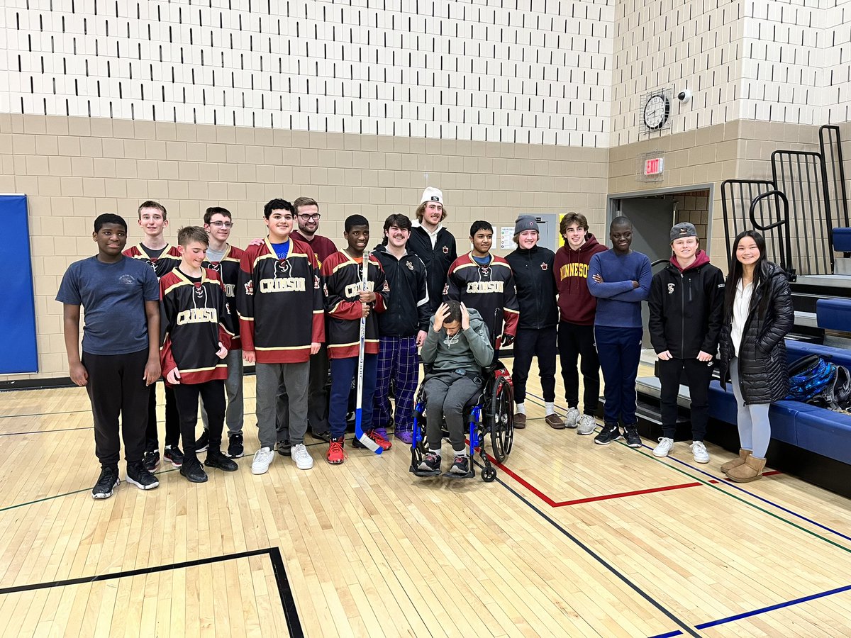 Judeross55's tweet photo. Some crimson students took time to come and watch some adapted sports floor hockey and cheer on their classmates. So nice to see!! #crimsonway https://t.co/8fc5w0JZnv