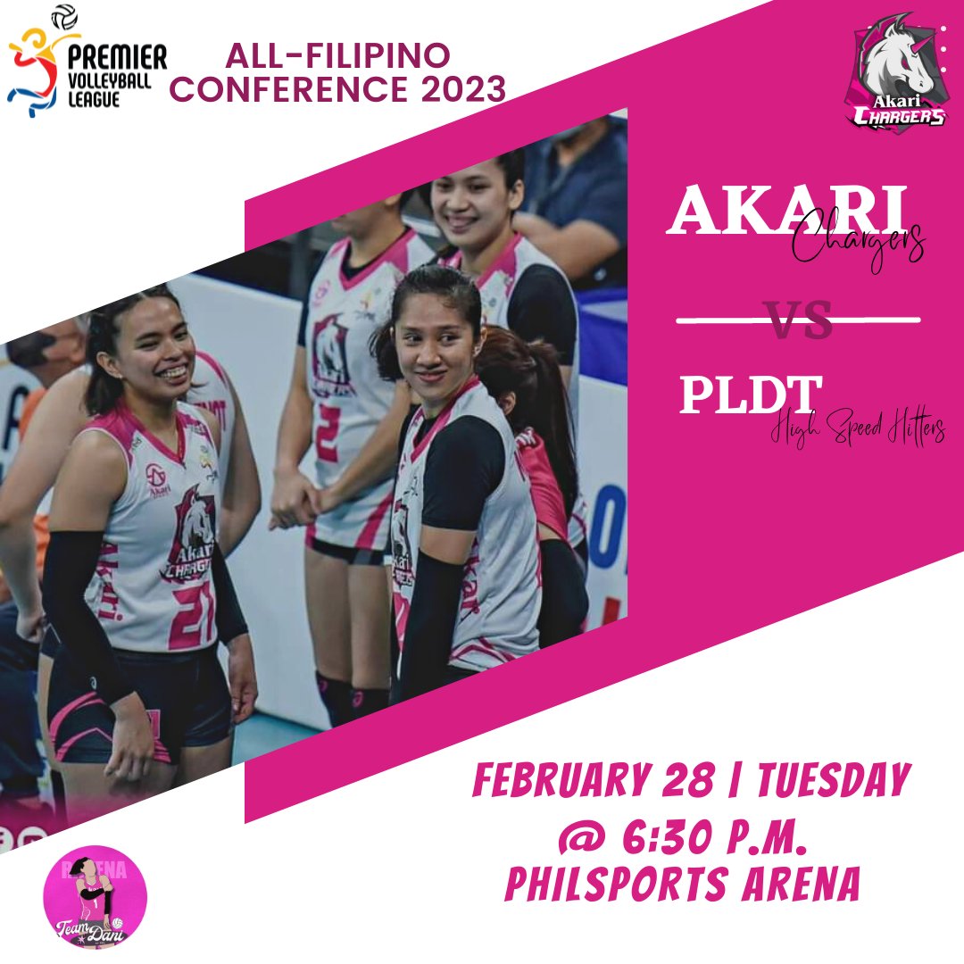 GAME DAY!!!

Let's support AKARI Chargers as they  face the PLDT High Speed Hitters later @ 6:30 P.M.  

Let's Go AKARI!!! 💗⚡

Cheering for you always, <a href="/ravenadani/">Dani Ravena</a>
