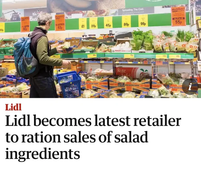 The Supermarket chain has imposed buying limits on peppers, tomatoes and cucumbers ⚠️

What is going on with so many food shortages in the UK ? 🤨