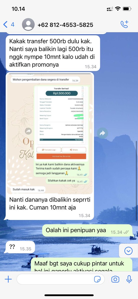 Amaliagp's tweet photo. Mau melaporkan penipuan akun instagram @dressc_id. Meminta transfer uang tambahan sebesar 500 rb ( harga baju 200 rb) agar baju bisa dikirimkan dengan alasan “ aktivasi promo”. Semoga tidak ada yang jadi korban selanjutnya. Terdapat 2 acc wa, (1) acc dressc (2) “admin pengiriman” https://t.co/6qDVlSITsi