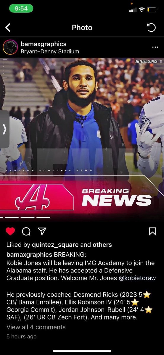 Hometown Hero! Super excited for Dunnellon’s own to coach at one of the most prestigious universities in the nation! Go be great! <a href="/Coach_KJones7/">Kobie Jones</a> #DTown