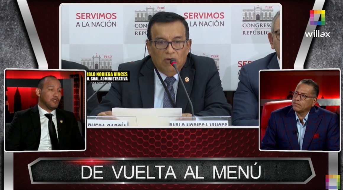 willaxtv's tweet photo. #Combutters | Alejandro Muñante: Los congresistas pagan su menú todos los días a excepción del Pleno. 

En vivo: https://t.co/C7fLuqL9x4 
ClaroTV: C12 
MovistarTV: C16 
DirecTV: C1191  
BestCable: C8 https://t.co/4CQpc74EEm