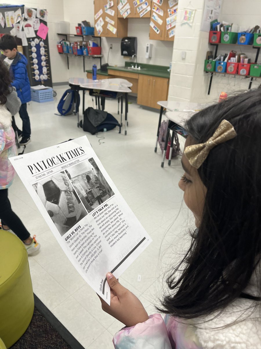 KPavlocak's tweet photo. Our class engaging in reading the first edition of the newspaper. all student created! @GoshenPostES #gogpgators https://t.co/TNMBiniI2n