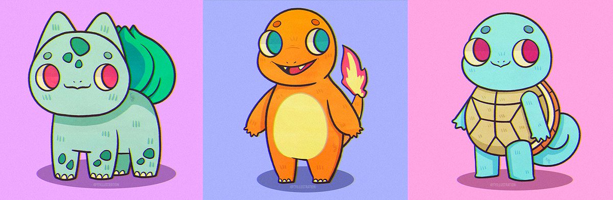 tyillustration's tweet photo. Happy #PokemonDay !!!
Starters I did back in december 2022✨ https://t.co/zWg1tPYVld