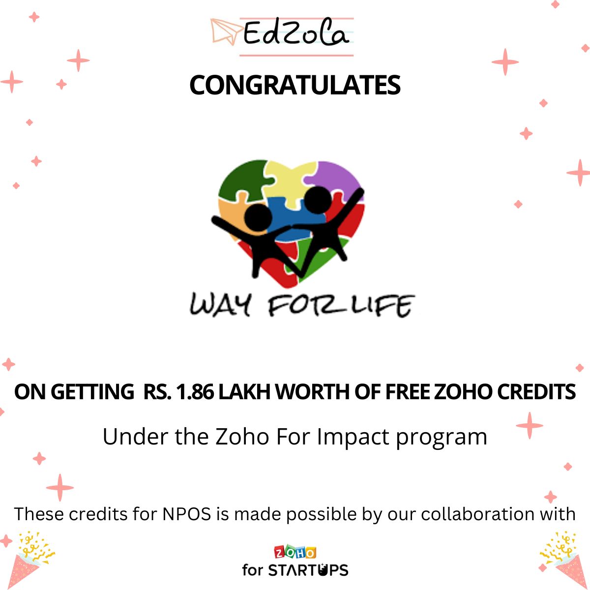 EdZolaTech's tweet image. Congrats @wayforlifeindia on getting 1.86 lakh worth of free Zoho credits under the Zoho for Impact program.

Register for the program for your organization right away - edzola.com/zohoforimpact

#zohoforimpact #freecredits #techfornonprofits #techforimpact