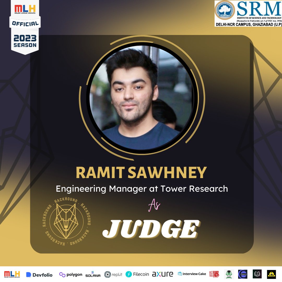 hackhound2k24's tweet photo. We are thrilled to announce that Ramit Sawhney is joining us as a Judge for HackHound! 🤩🤩
@ramitsawhney is designated as an Engineering Manager at Tower Research.
His knowledge and expertise will undoubtedly be a significant asset to our hackers. ✨✨
 #hackhound2k23 #mlh #hack https://t.co/etqXjGyNRI