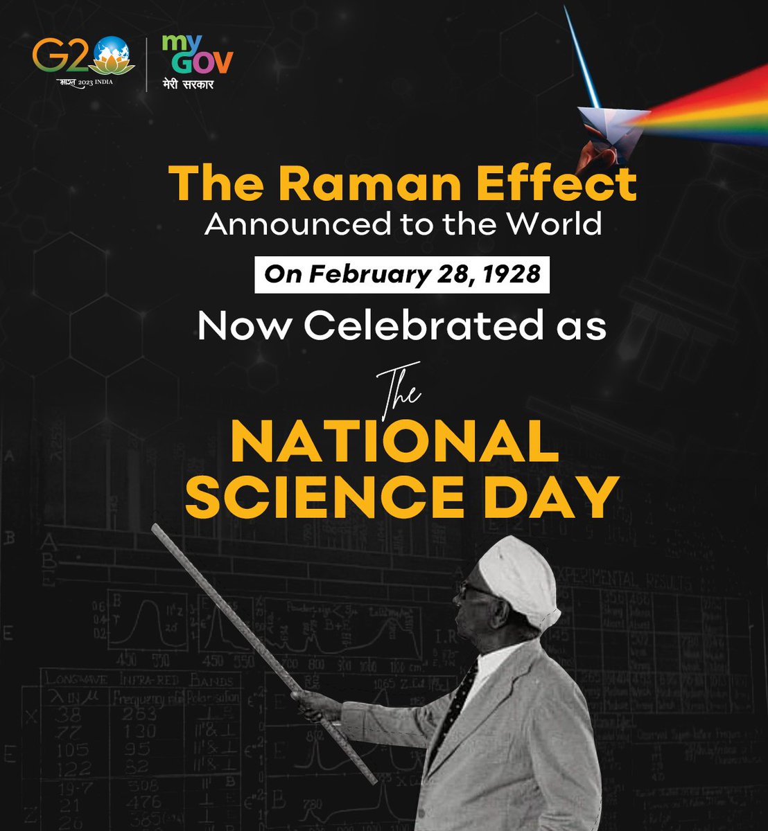 National Science Day is celebrated to mark the discovery of #RamanEffect  by the Nobel Prize-winning Physicist, #BharatRatna Dr. CV Raman on this day. His life & work will always serve as an inspiration for our scientific community.

#NationalScienceDay2023 #ScienceDay #India