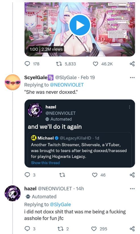 silverwhiners's tweet photo. "No, no no. You see, the doxxing and harassment. It was just... a goof. It was just for laughs. Heh. Why aren't you laughing?" https://t.co/1zZTFR3jKy